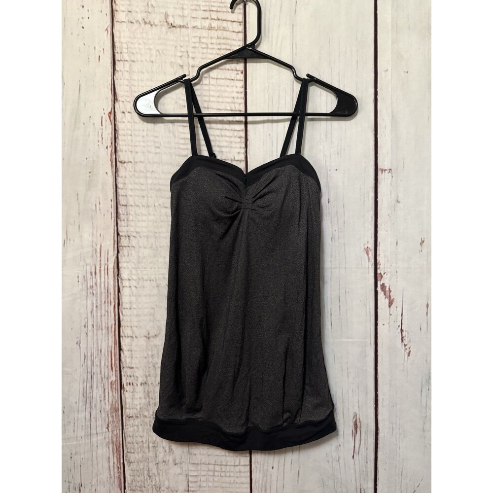 Lululemon Women Pure Focus Convertible Bra Tank Top Black Grey Size 2 W1765S
